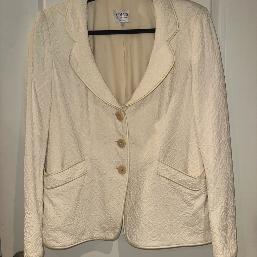 Armani Collezioni Cream Blazer Classic Suit Jacket